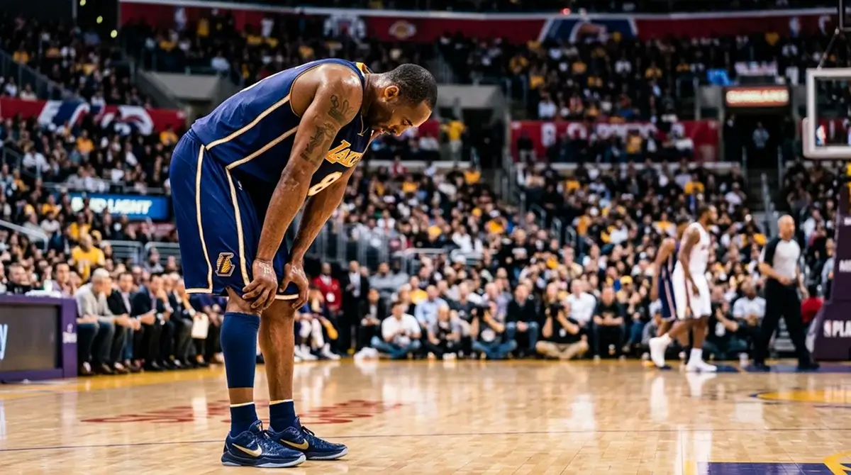 Jogador de basquetebol da NBA em fadiga durante um jogo de segunda noite consecutiva