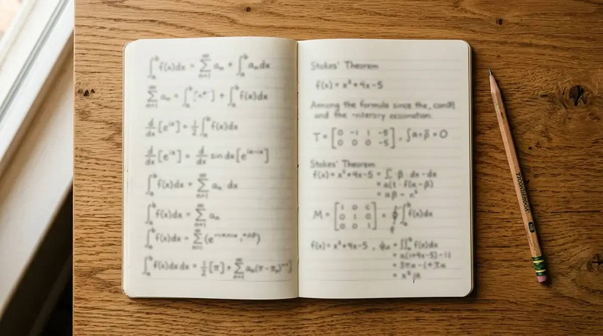 Caderno aberto com formulas matematicas de gestão de banca e uma bola de basquetebol ao lado